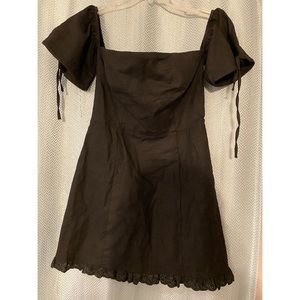 Lovers + Friends Black Mini Dress with Puff Sleeves